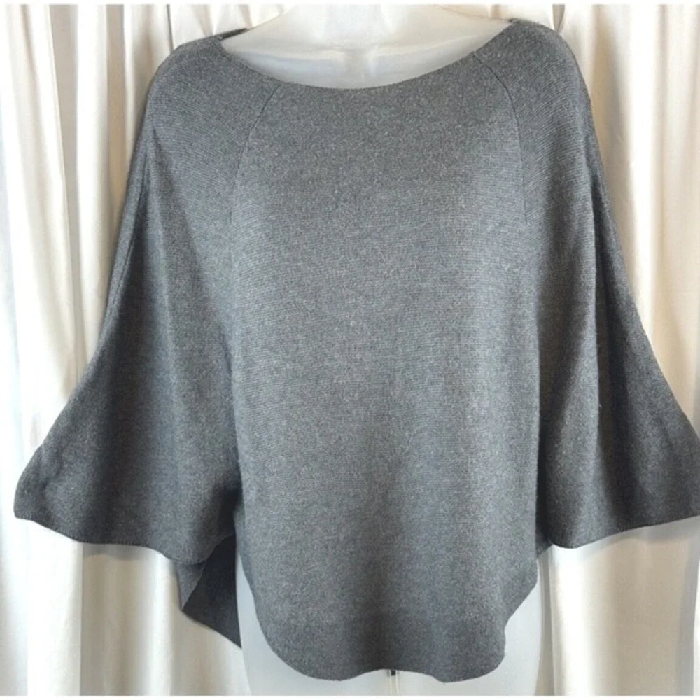 The Limited Gray Boat‎ Neck Batwing Sleeve Poncho Sweater XS/S Oversized 66-23